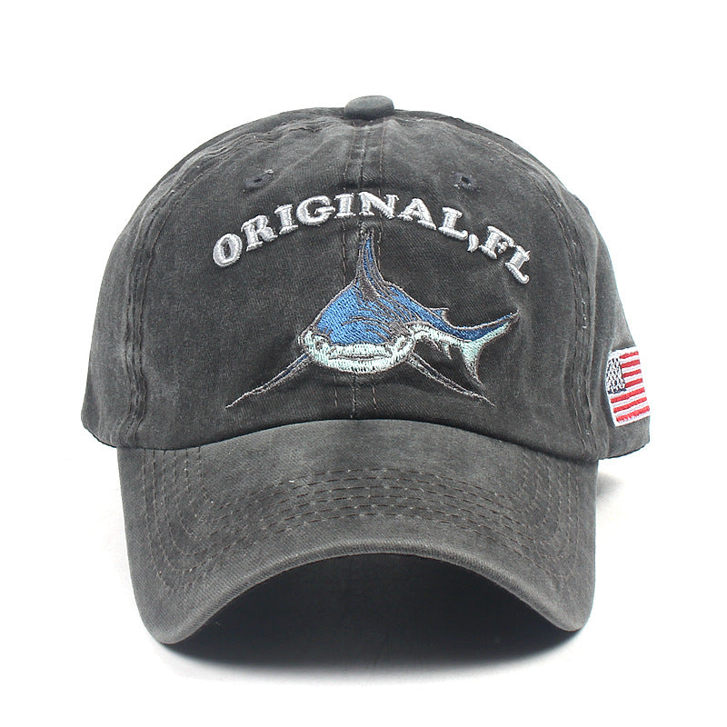 Wholesale Cotton Washed Vintage Sharks Baseball Cap